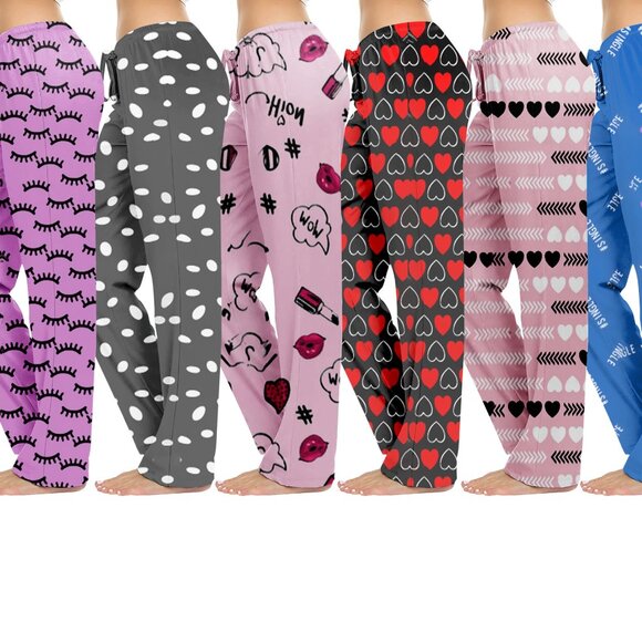 Women's Casual Fun Printed Lightweight Lounge Terry Knit Pajama Bottom Pants - Picture 13 of 16